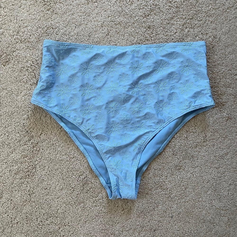 NWT Peek & beau Bikini Bottom high waisted blue floral bottom size 12
